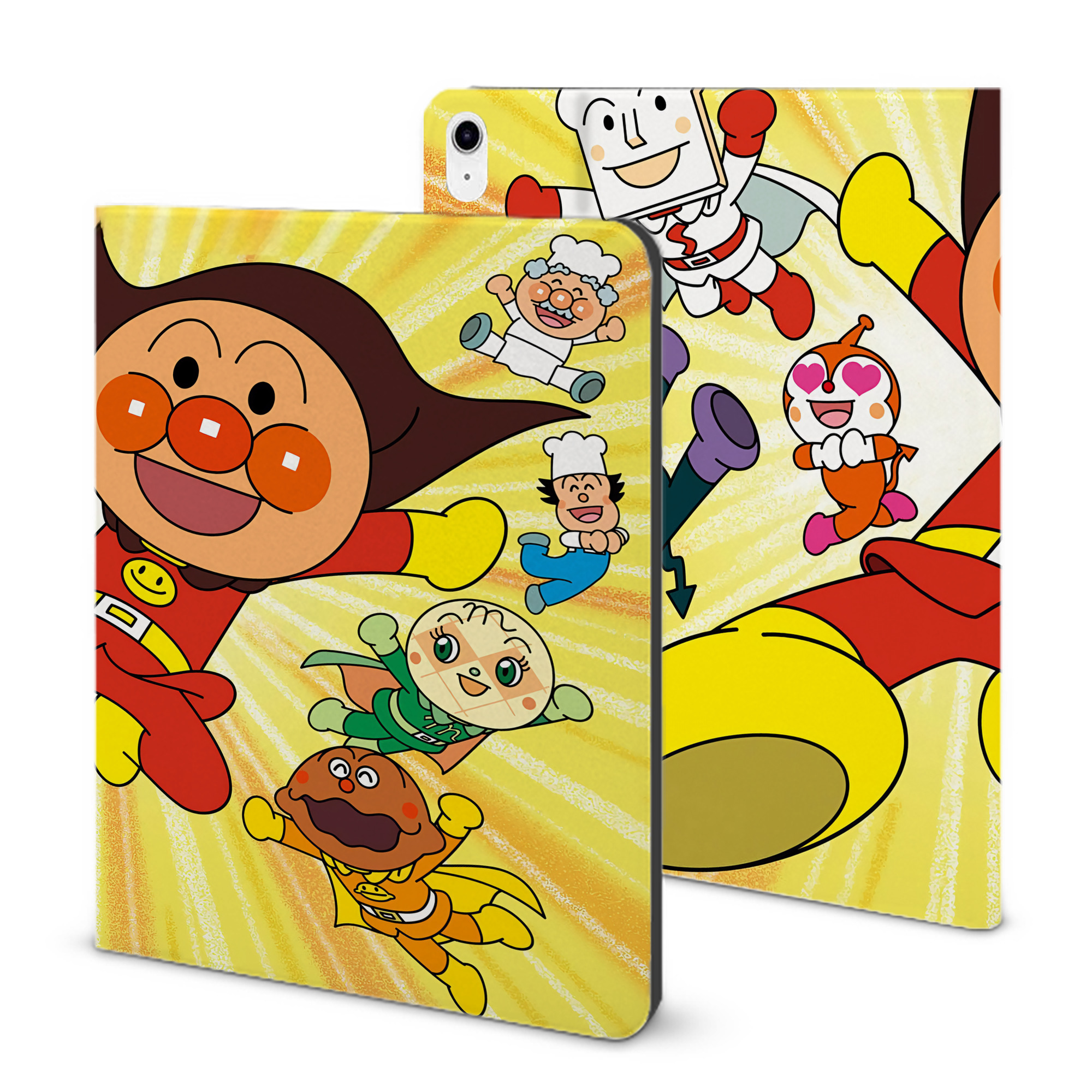 （画像用） アンパンマン Anpanman IPad ケース ブック型 PUレザー TPU 耐衝撃 軽量 薄型 ペン収納なし 全面保護 IPad 各モデル対応
